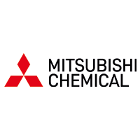 Mitsubishi Chemical Logo mit rotem Diamant-Symbol und Firmenname auf weißem Hintergrund.